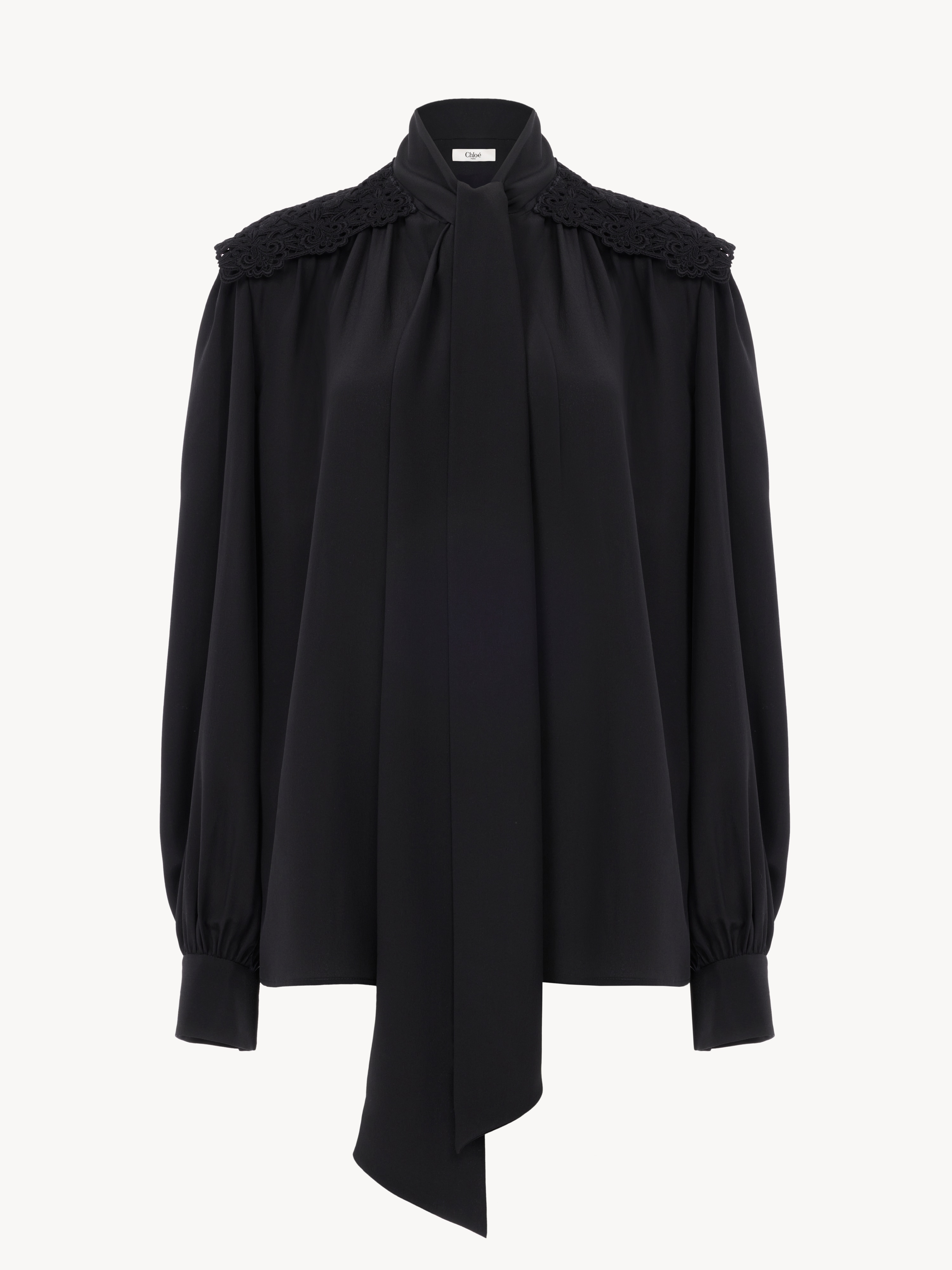 Fluid pleated trousers in cr&ecirc;pe de chine - NaN