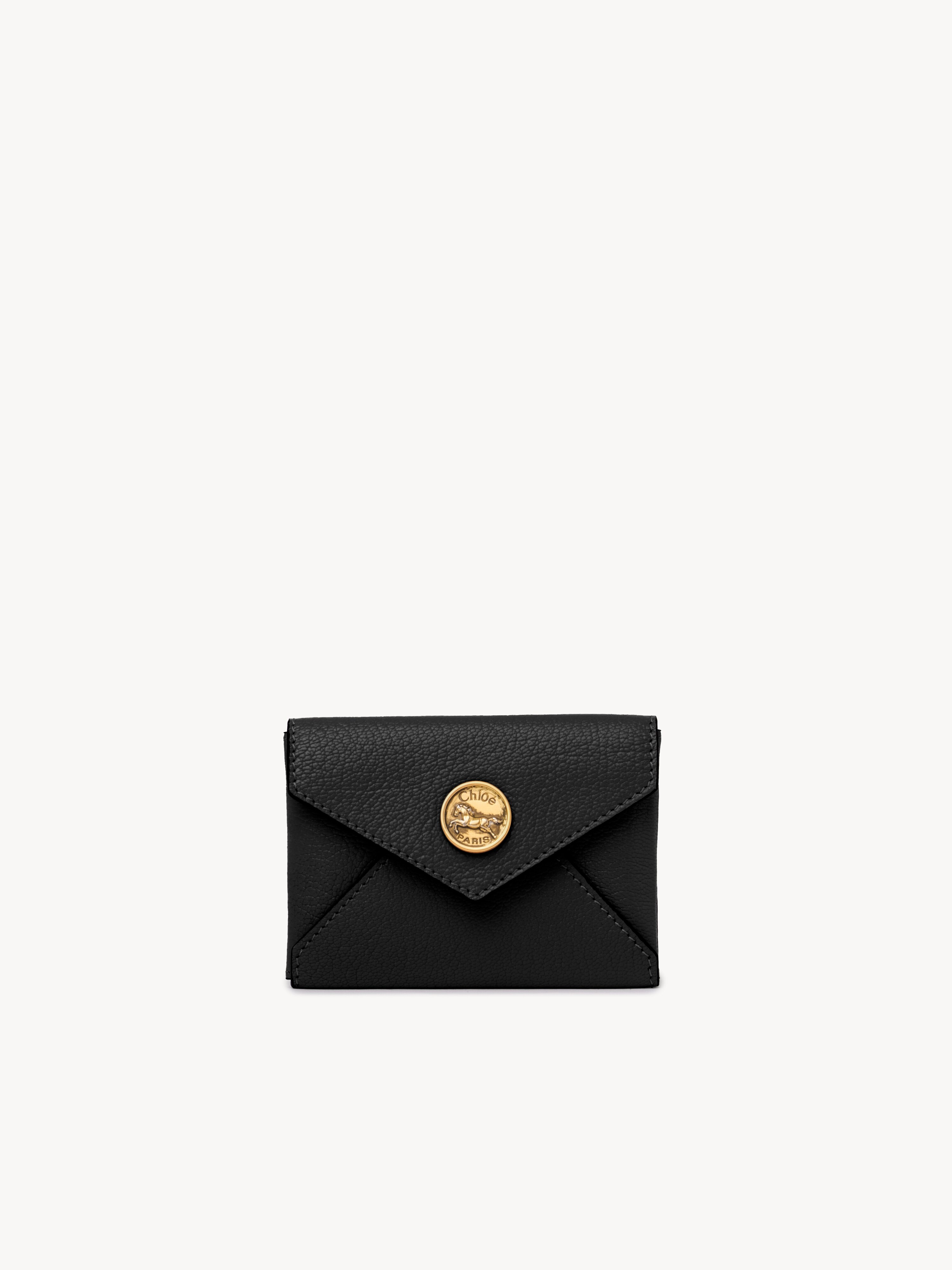 Envelope long wallet with flap in grained leather - NaN