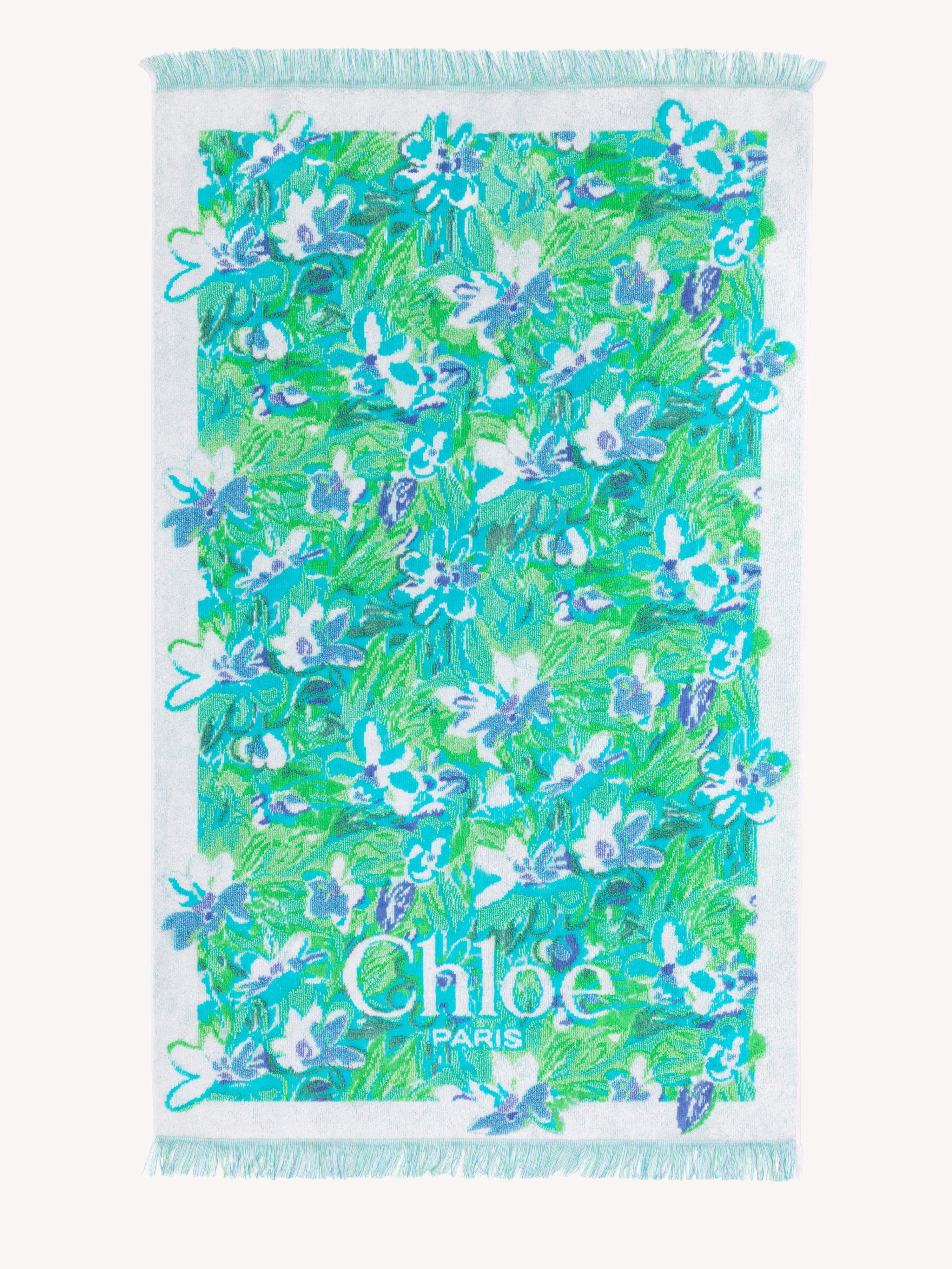 Aqua flower-print mid-rise draped bikini bottoms - NaN
