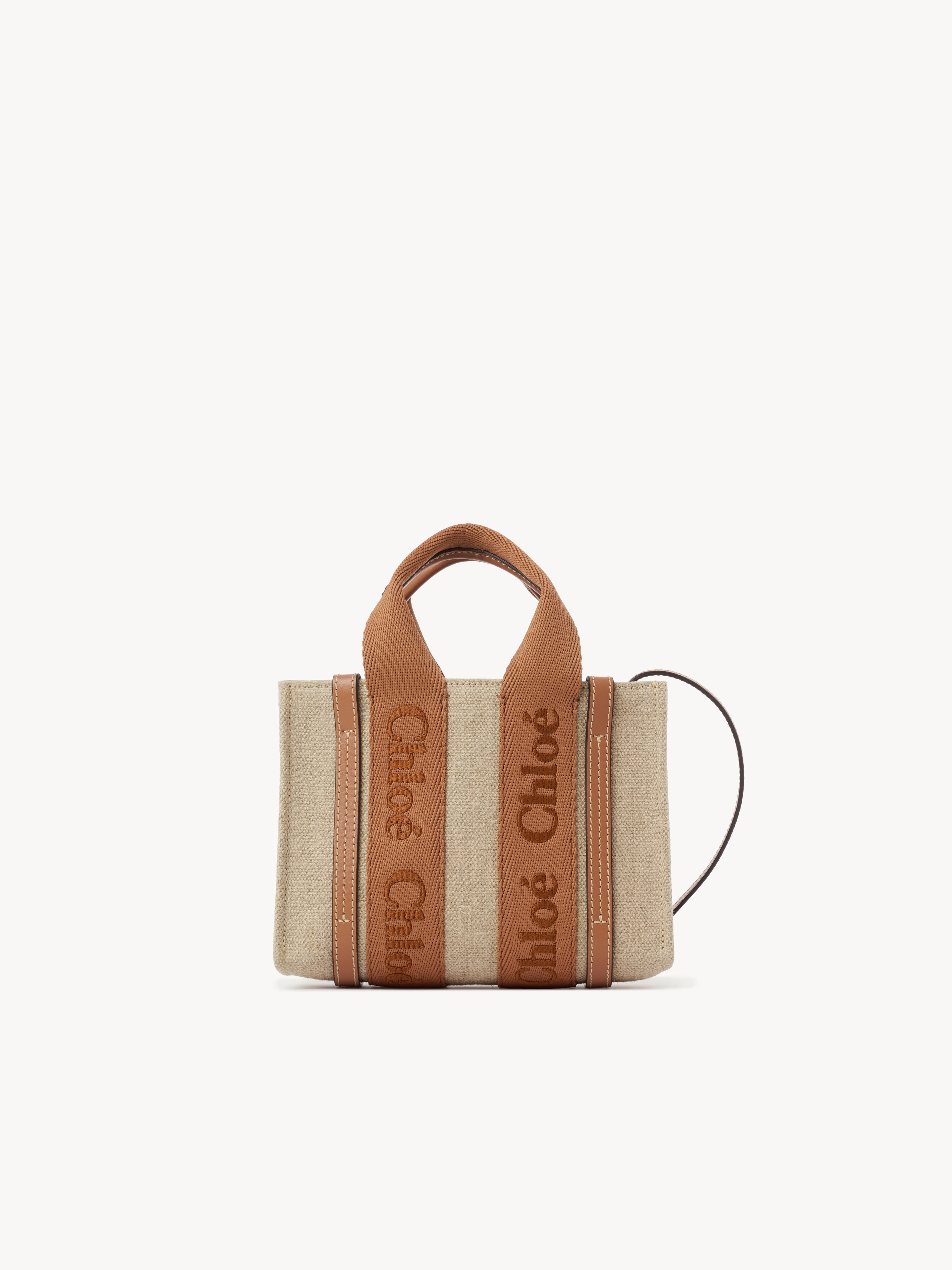 Small Woody tote bag in linen - NaN