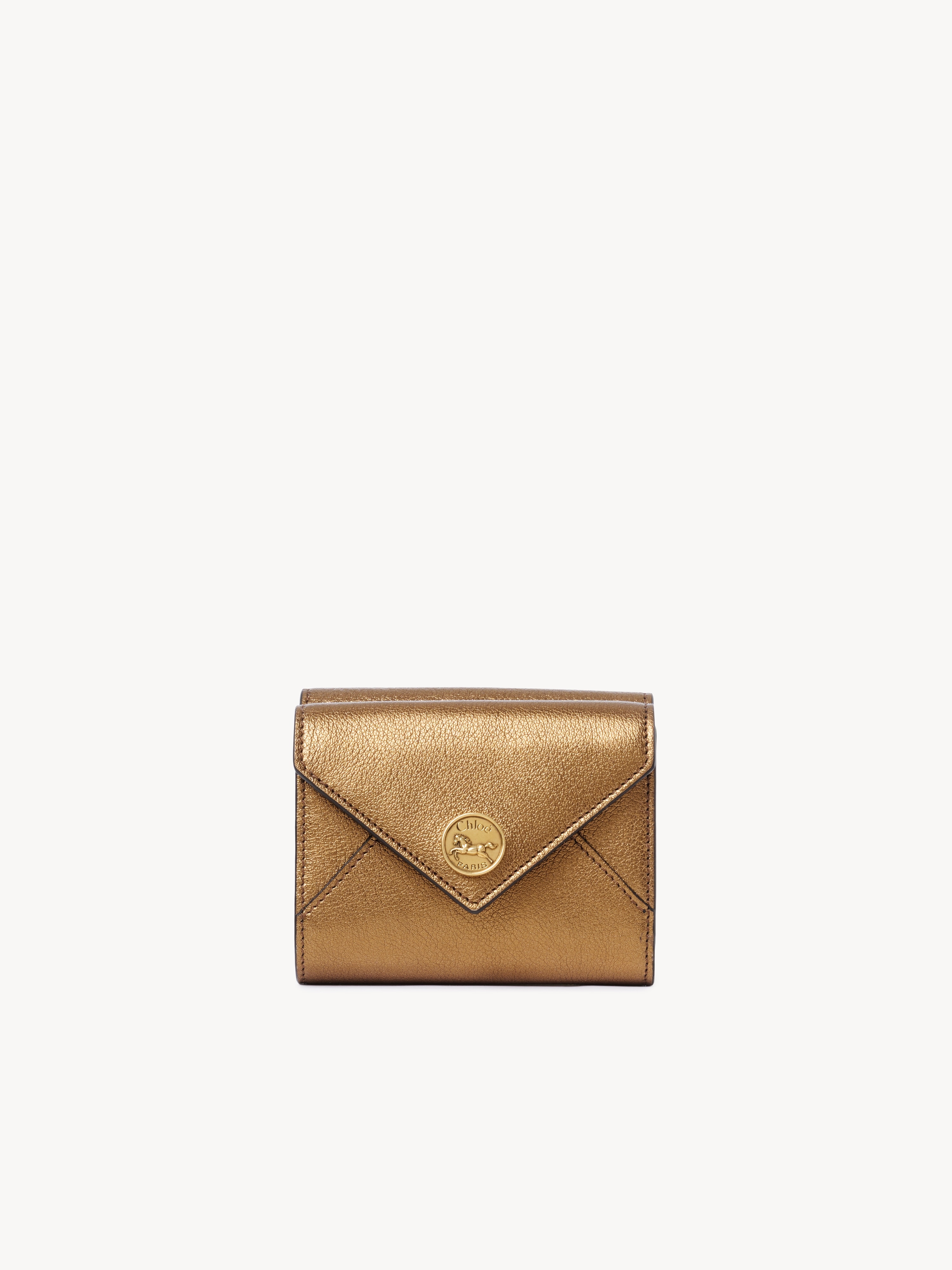 Small Envelope purse with card slots in metallic leather - NaN