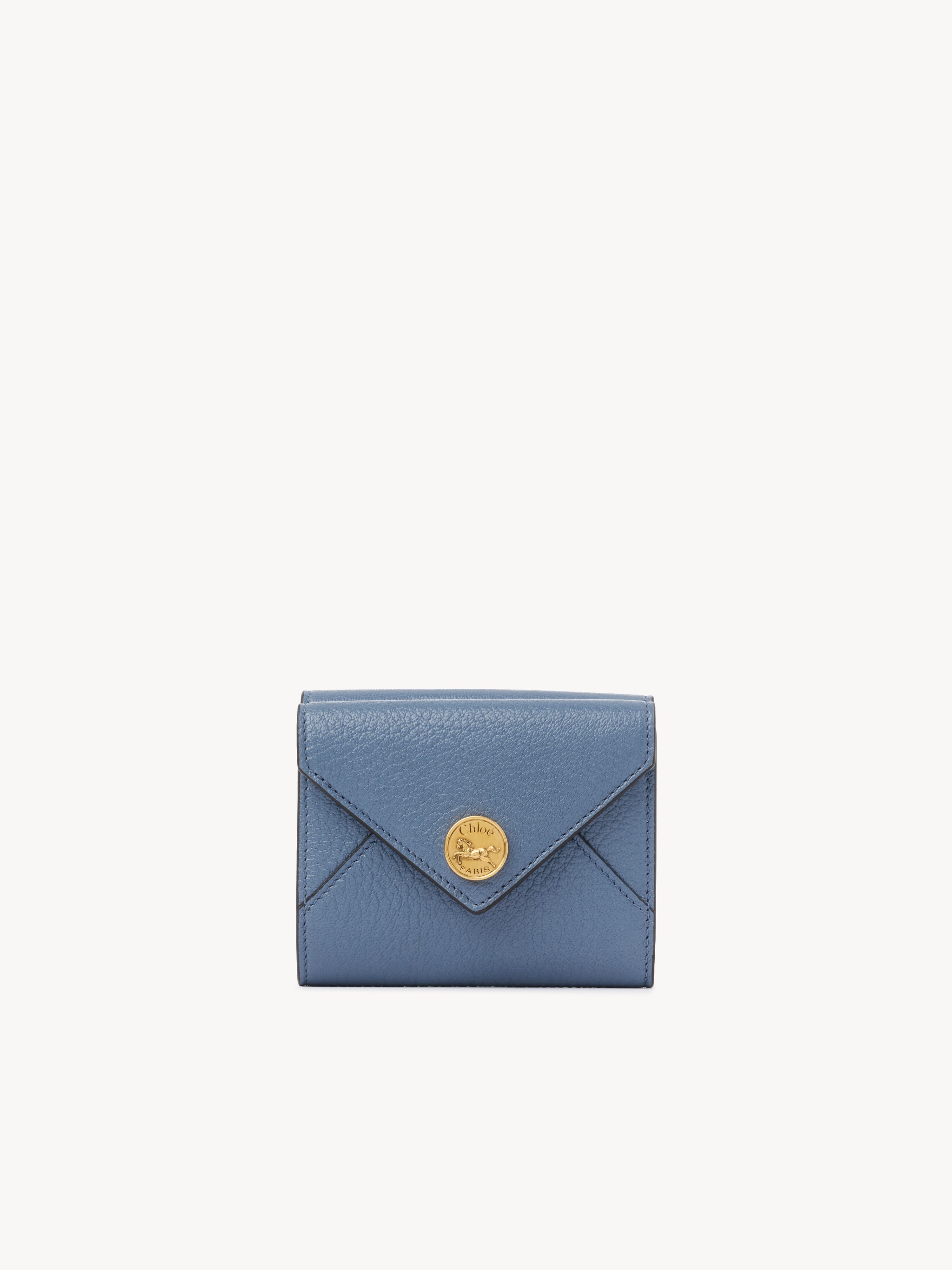 Small Envelope purse with card slots in grained leather - NaN