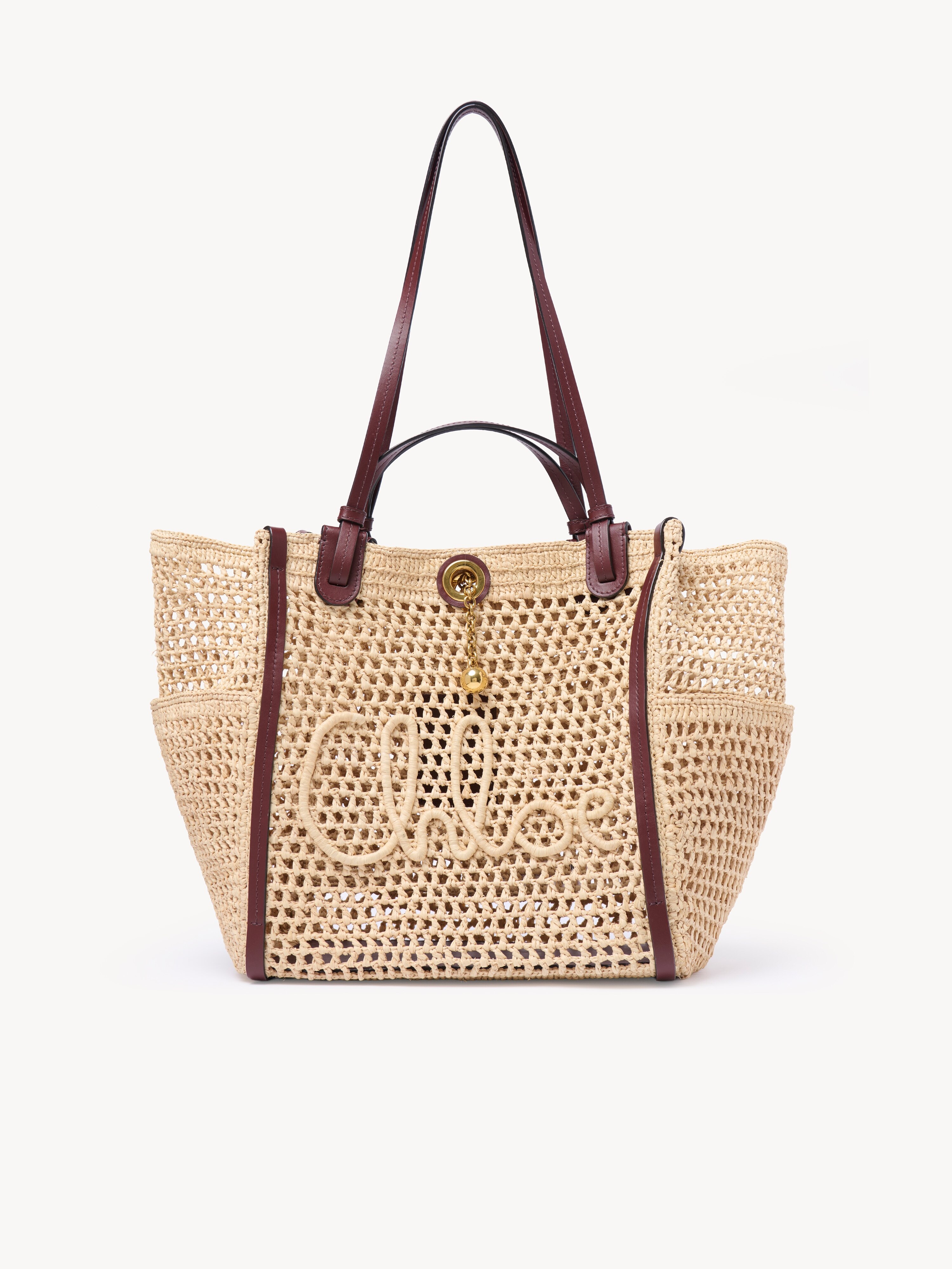 Bolso de doble asa Chlo&eacute; Iconic peque&ntilde;o de rafia - NaN