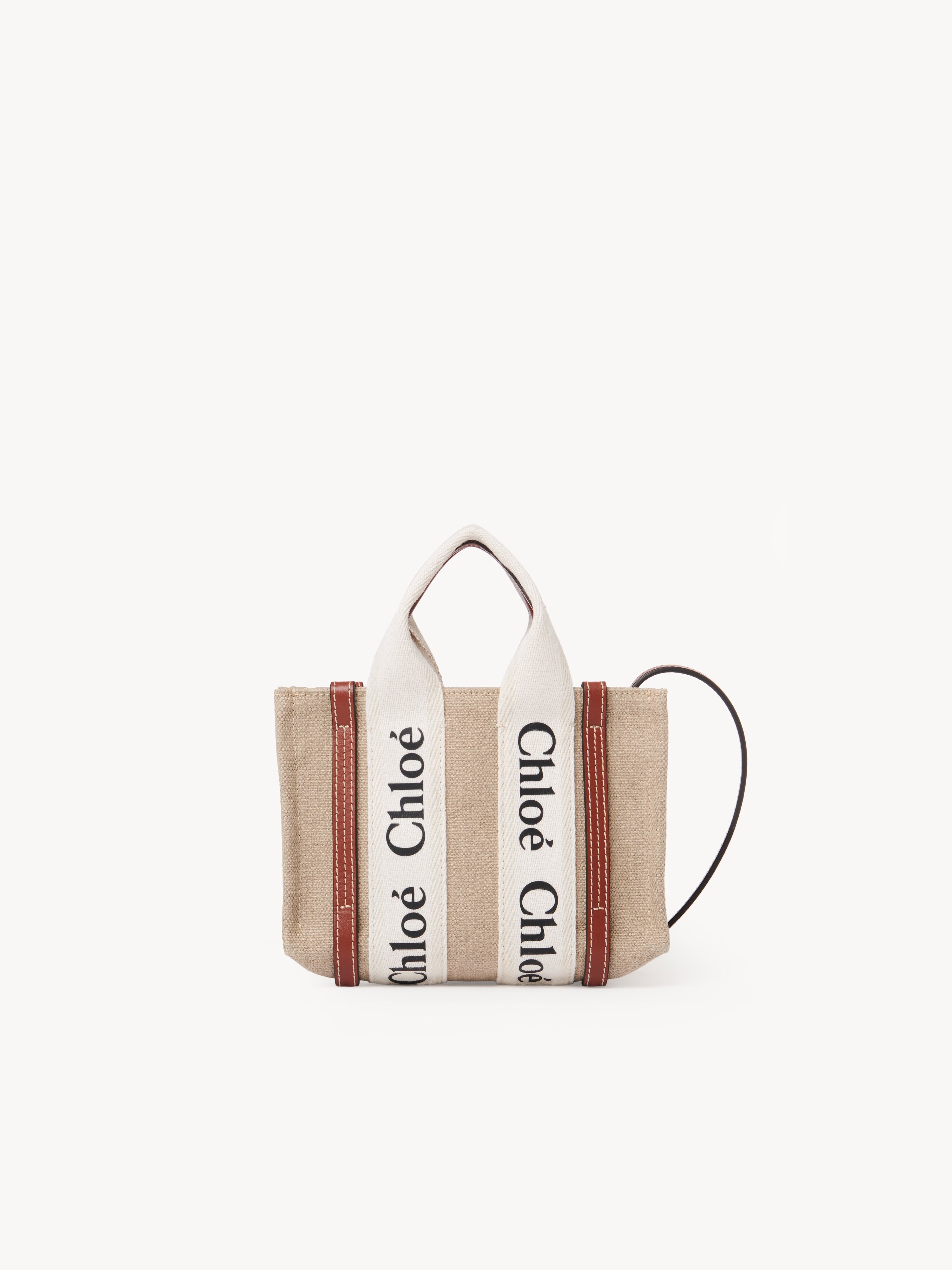 Small Woody tote bag in linen - NaN