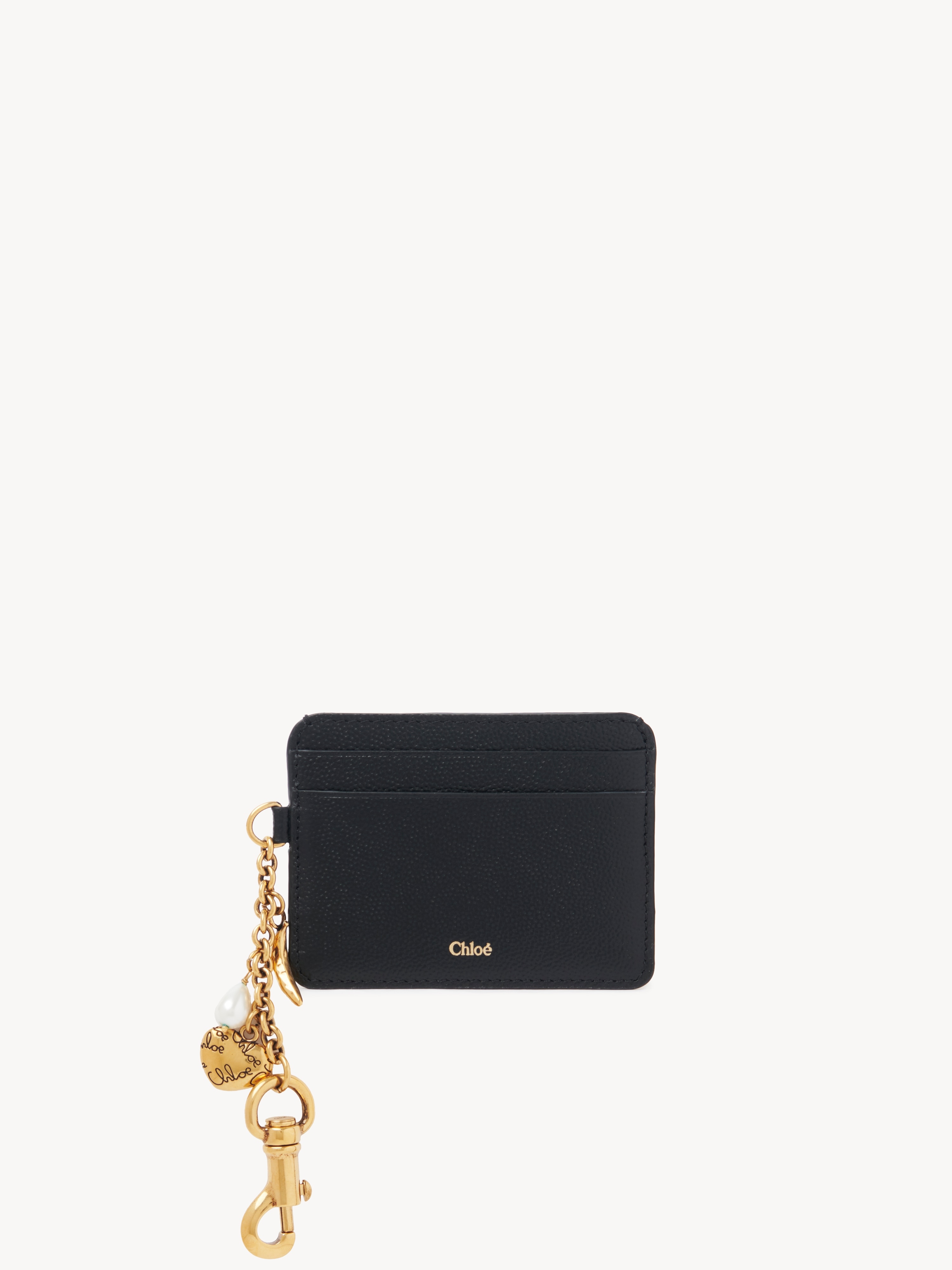 Small Chlo&eacute; Charms tri-fold wallet in grained leather - NaN