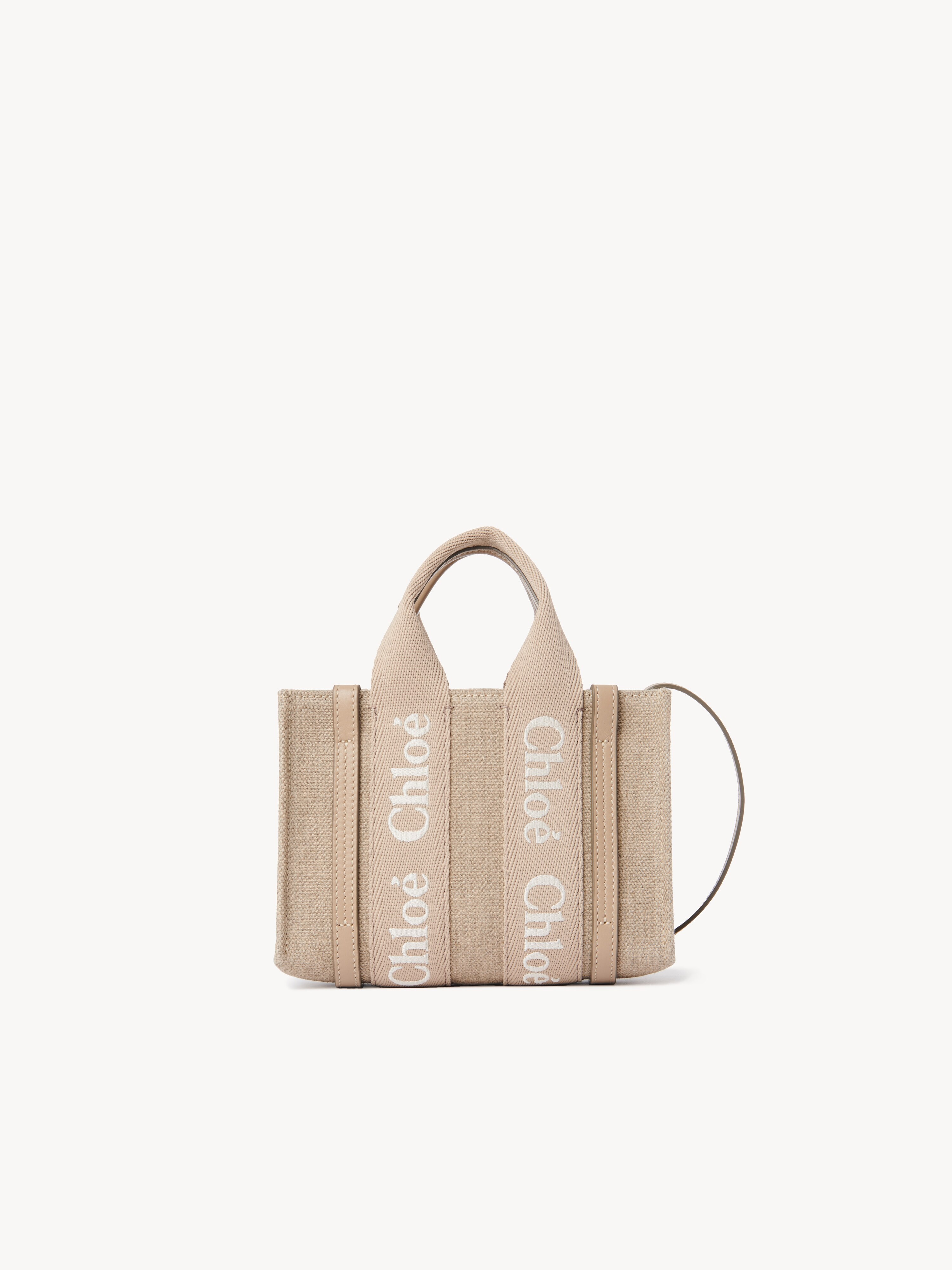 Woody tote bag in linen & leather - NaN