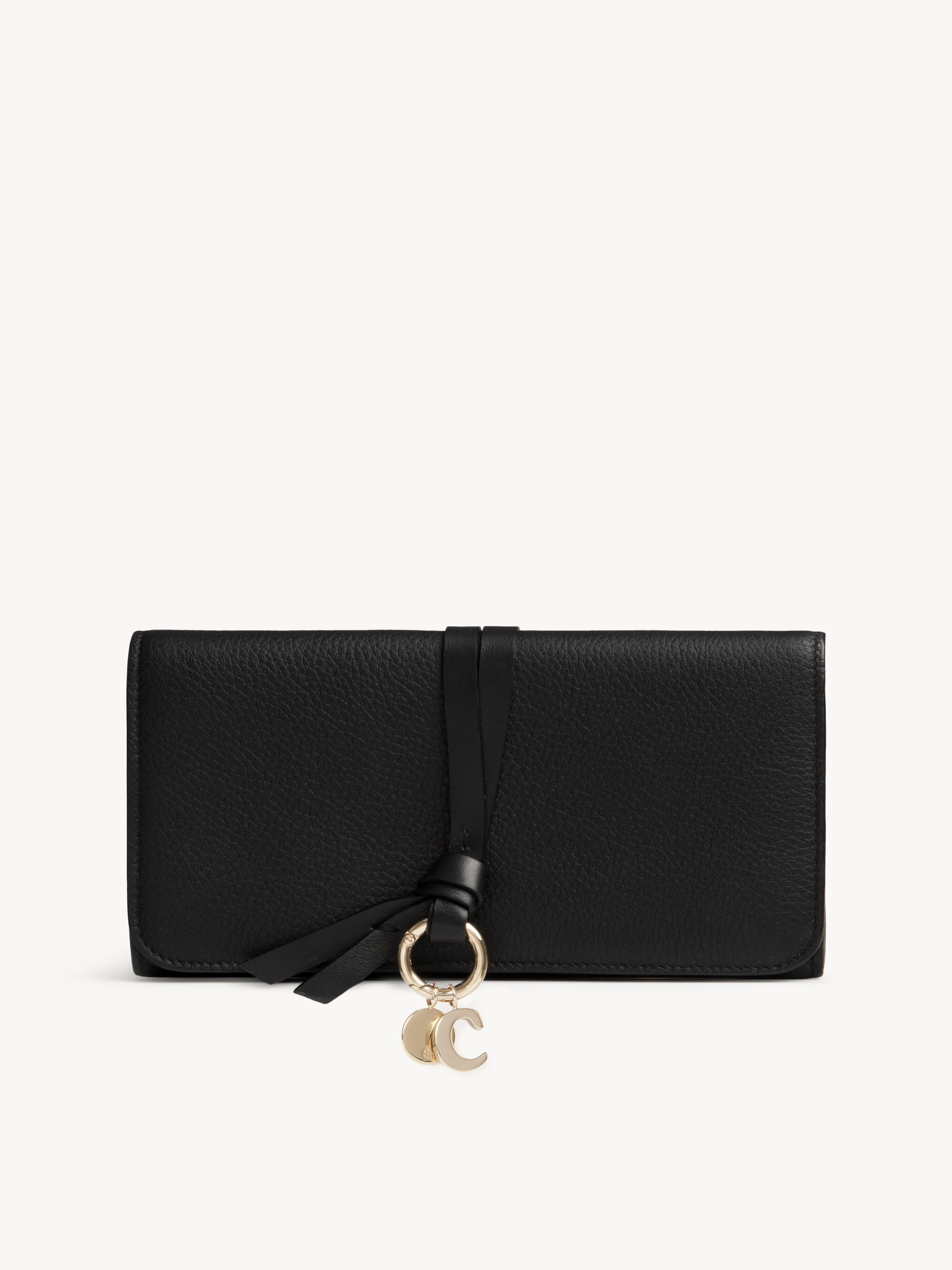 Alphabet zipped long wallet in grained leather - NaN