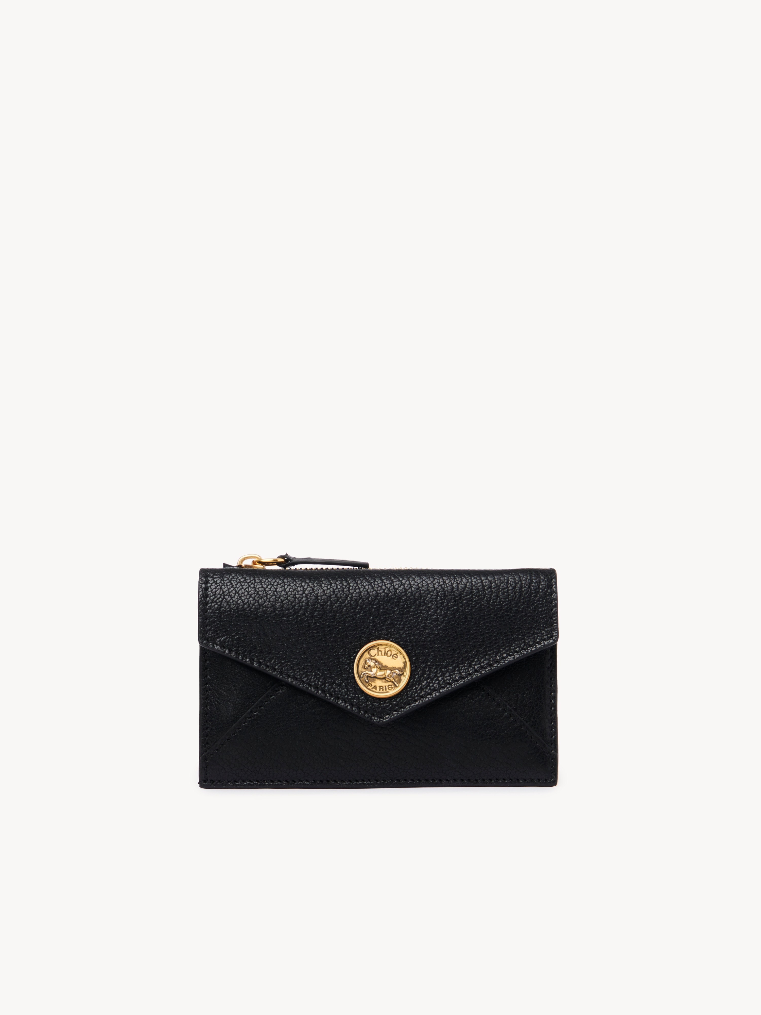 Envelope long wallet with flap in grained leather - NaN