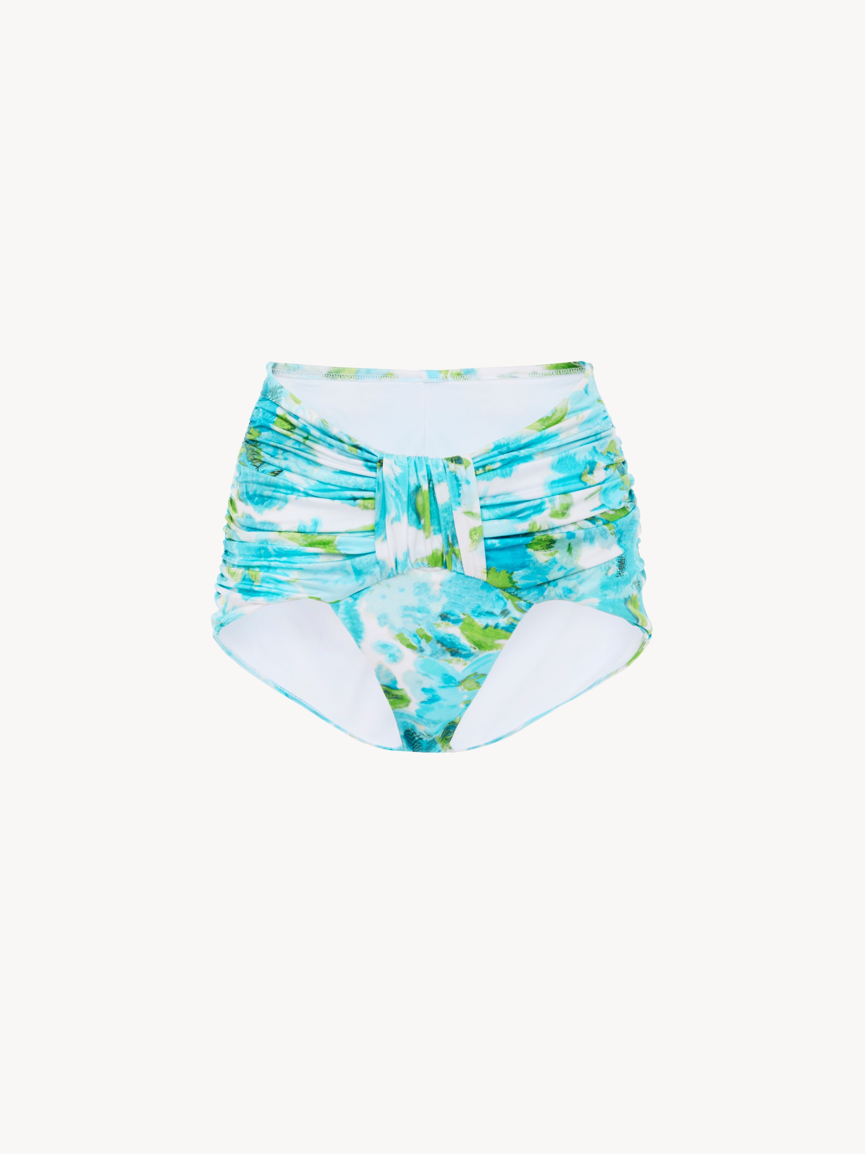 Aqua flower-print halterneck bikini top - NaN