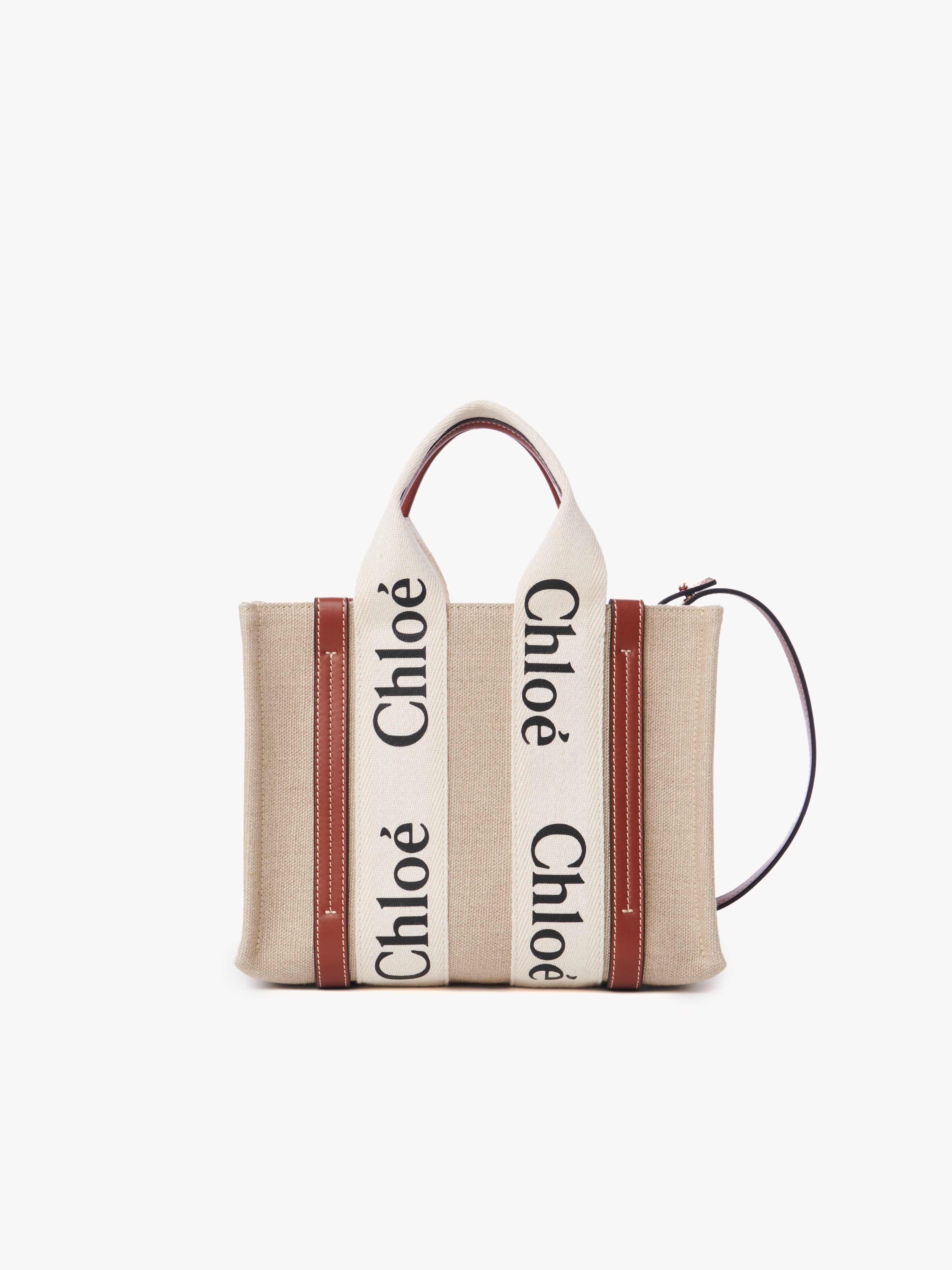 Large Woody tote bag in linen - NaN