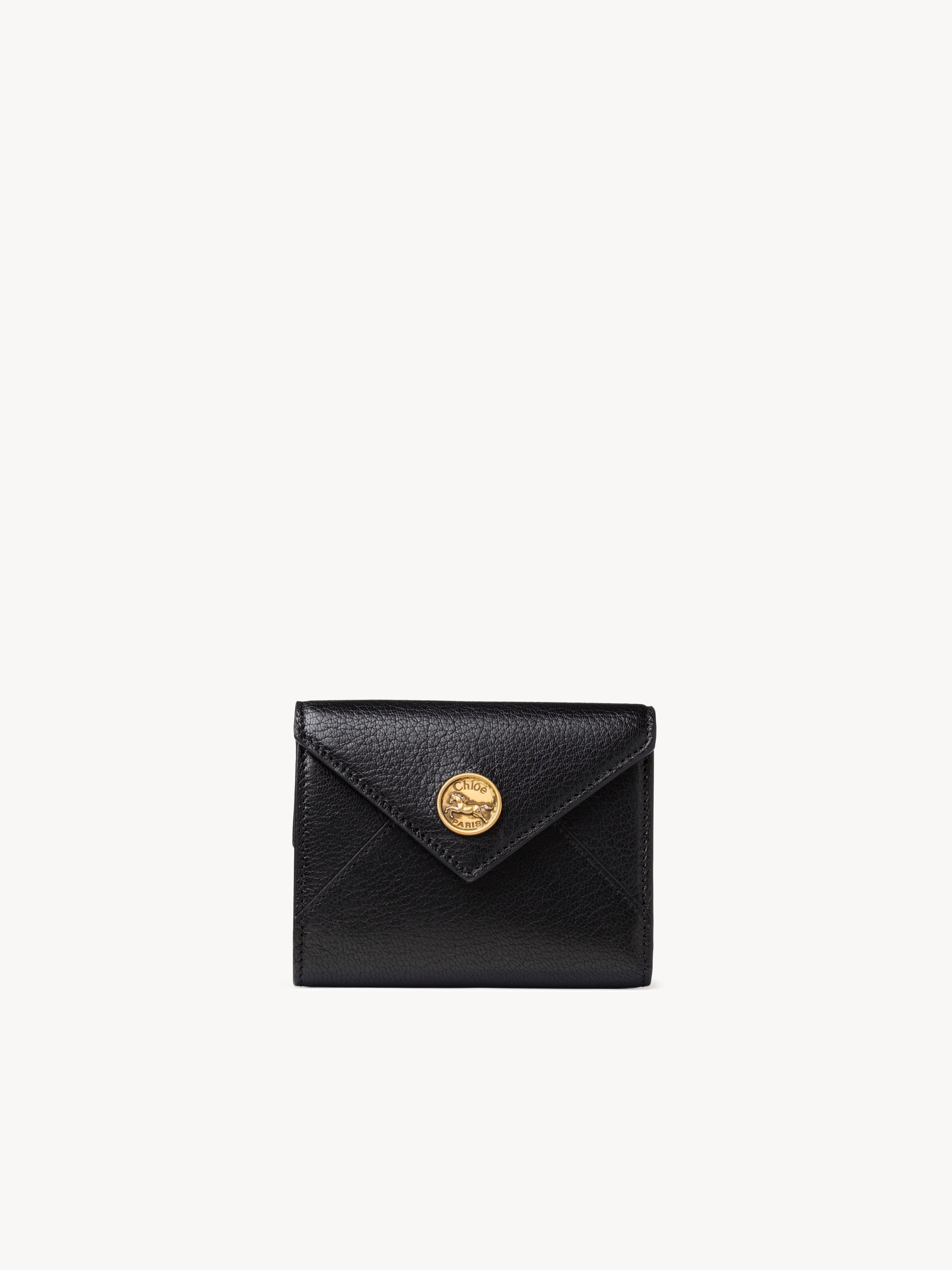 Envelope long wallet with flap in grained leather - NaN