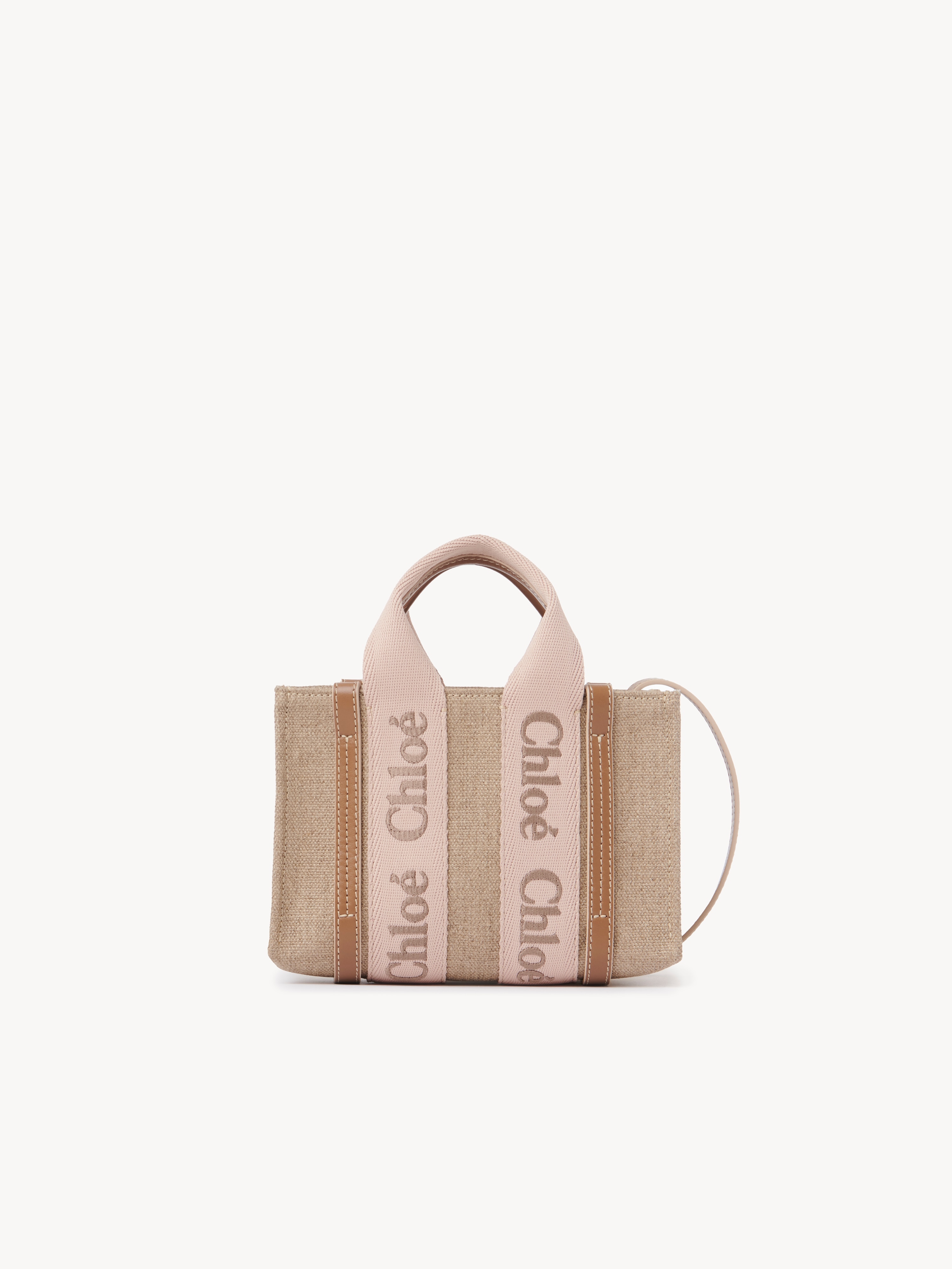 Small Woody tote bag in linen - NaN